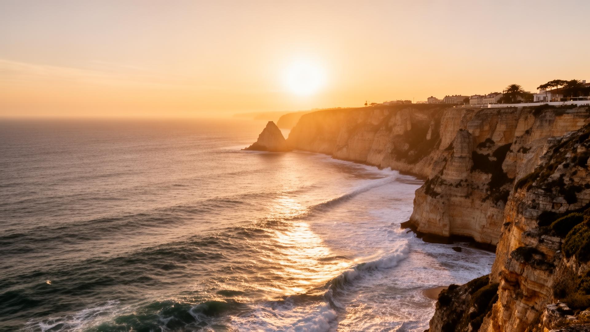 Côte portugaise au coucher du soleil